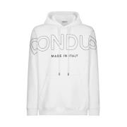 Dondup Hoodie med Kontrastlogo och Känguruficka White, Herr