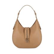 Elisabetta Franchi Kamel Dragkedja Hobo Axelväska Beige, Dam