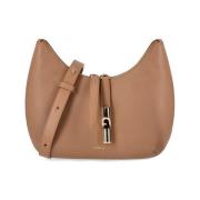 Furla Kamel Läder Crossbody Väska Brown, Dam