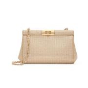 Dolce & Gabbana Kristall Beige Axelväska med Kedja Beige, Dam