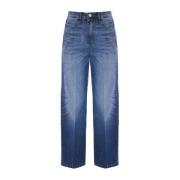 Kocca Blå Stone-Washed Wide Leg Jeans Blue, Dam