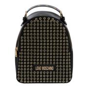 Love Moschino Studded Zip Ryggsäck Black, Dam