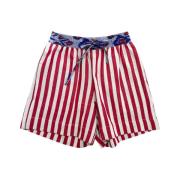 Claramonte Randiga bomullsshorts med elastisk midja Red, Herr