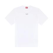 Diesel Svart Bomull T-shirt med Logotyp Applikation White, Herr