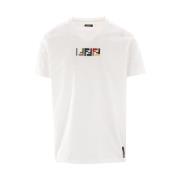 Fendi Vit Bomull Jersey T-shirt med Triple FF Brodyr White, Herr