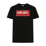 Kenzo Svart Bomull T-Shirt med Rund Hals Black, Dam