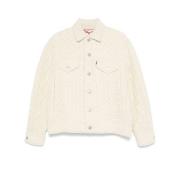 Junya Watanabe Vit Ull Aran Stickad Ytterplagg White, Herr