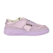 Msgm Lädersneakers med Gummisula Purple, Herr