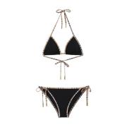 Burberry Svart Halterneck Bikini med Burberry Check Black, Dam