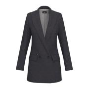 Marella Grå Flanell Blazer Quiet Luxury Kollektion Gray, Dam