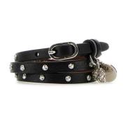 Alexander McQueen Stiligt svart läderarmband Black, Dam