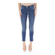 Liu Jo Högmidjade Skinny Jeans med Juvelknapp Blue, Dam