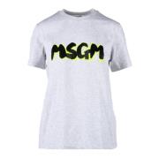 Msgm Bomull T-shirt med unik stil White, Dam