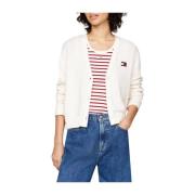 Tommy Jeans Vit Cardigan Essential Badge Tröja White, Dam