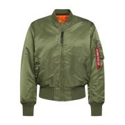 Alpha Industries Grön Bomberjacka med Ribbade Detaljer Green, Herr