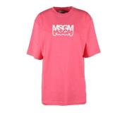 Msgm Bomullst-shirt med unik stil Pink, Dam