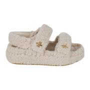 Tory Burch Shearling Sport Sandaler i Beige Beige, Dam