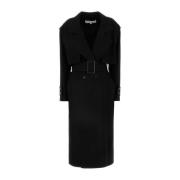 JW Anderson Klassisk Svart Ull Trenchcoat Black, Dam