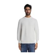 President's Räfflad Crewneck Sweater White, Herr