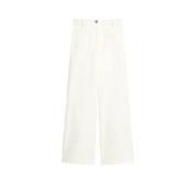 Max Mara Weekend Ecru Wide-Leg Bomullsbyxor White, Dam