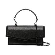 Patrizia Pepe Svart Läder Rhinestone Väska Black, Dam