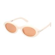 Tom Ford Ivory Brown Oval Solglasögon Kvinnor White, Dam