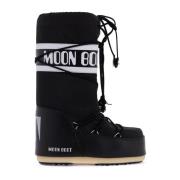 Moon Boot Nylon Snö stövlar med PVC Trim Black, Dam