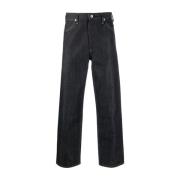 Jil Sander Blå Straight-Cut Jeans med Logo Patch Blue, Herr