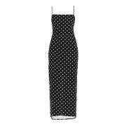 Rotate Birger Christensen Polka Dot Paljett Midi Klänning Black, Dam