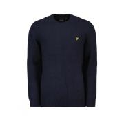 Lyle & Scott Blå Crew Neck Tröja med Axel Detalj Blue, Herr