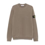 Stone Island Grå Crewneck Bomullsweatshirt med Logotyp Gray, Herr