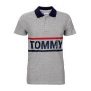 Tommy Jeans Kortärmade Polos i Grey Heather Gray, Herr