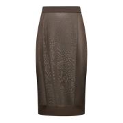 Saint Laurent Brun Genomskinlig Stickad Pennkjol Midi Brown, Dam