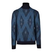 Alpha Studio Mohair Ull Blandning Stickad Tröja Blue, Herr