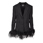 Giulia N Couture Elegant Jacka i Polyester Elastan Blandning Black, Da...