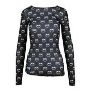 Pinko Elegant Stickad Topp med Stretchmaterial Black, Dam