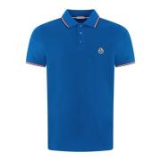 Moncler Logo Patch Polo i Blå Blue, Herr