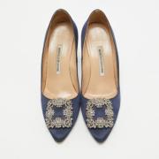 Manolo Blahnik Pre-owned Pre-owned Satin klackskor Blue, Dam