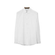 Burberry Vit Bomull Check Krage Sherwood Skjorta White, Herr