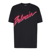 Balmain T-shirt med flocked bokstavlogo Black, Herr