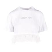 Patrizia Pepe Bomull T-shirt med Stil White, Dam