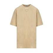 Prada Bomull Patch T-shirt Oversize Passform Beige, Dam