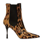 Balmain Moneta leopardmönstrade läderankelboots Brown, Dam