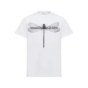 Alexander McQueen Avslappnad Bomull T-shirt White, Herr