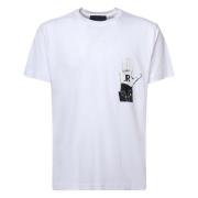 John Richmond Vit Bomull T-shirt med Halsringning White, Herr