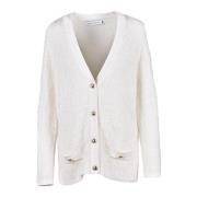 Simona Corsellini Stilig Kofta med Blandade Material White, Dam