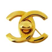 Chanel Vintage Pre-owned Tyg broscher Yellow, Dam