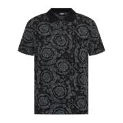 Versace Polo med Barocco mönster Black, Herr