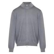 Barba Ull cardigan med dragkedja Made in Italy Gray, Herr