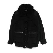 IRO Shearling ulljacka med avtagbara insatser Black, Dam